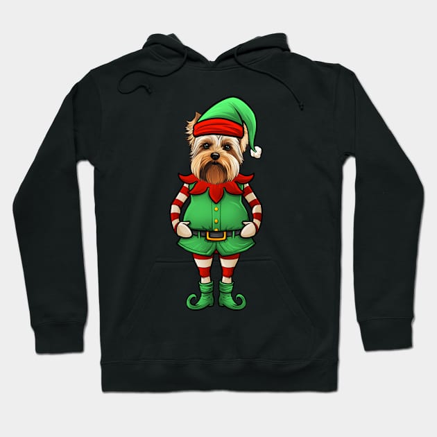 Funny Christmas Elf Biewer Terrier Dog Hoodie by whyitsme